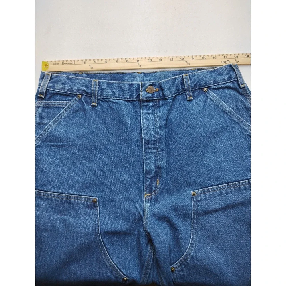 Carhartt Jeans Blue Carpenter Double Knee Dungaree B73 DST Mens 38x36